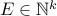 E in mathbb{N}^k