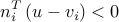  label{eq:outside} n_i^Tleft(u-v_iright)<0 