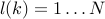 l(k)=1dots N