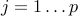 j=1ldots p